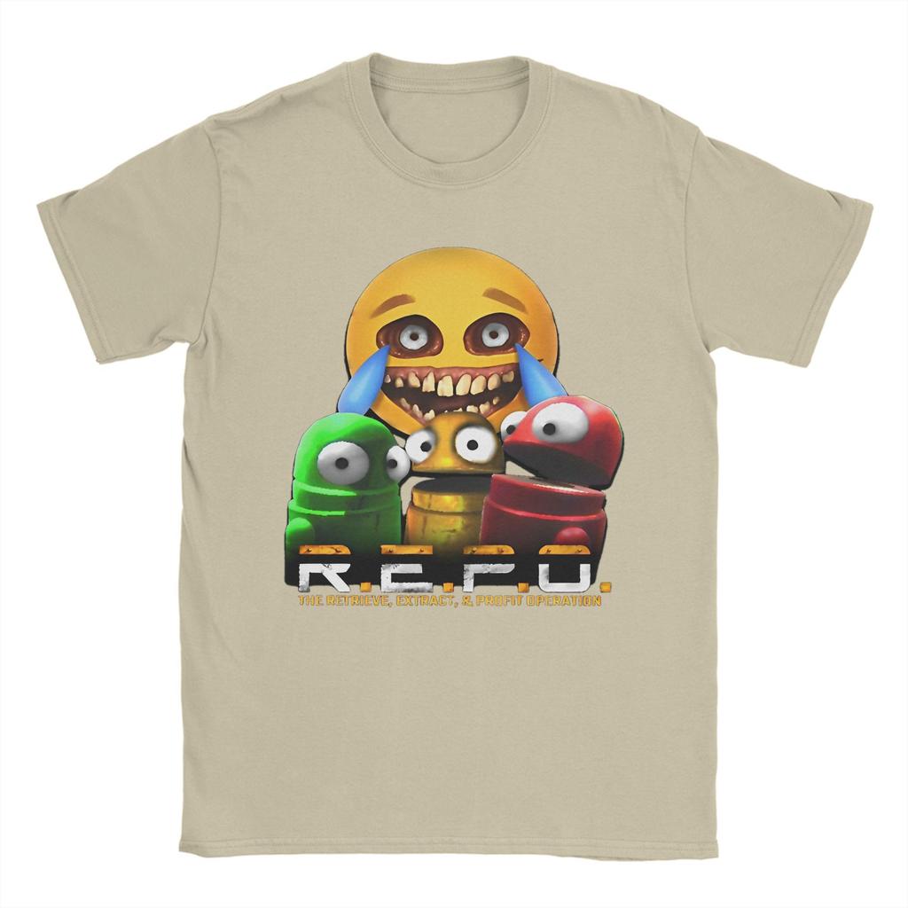 R.E.P.O Künstlerische Figuren der Inspiration T-Shirt Herren Baumwolle Vintage T-Shirt Rundhalsausschnitt Heißes Spiel Repo Roboter T-Shirts Merchandise Erwachsener