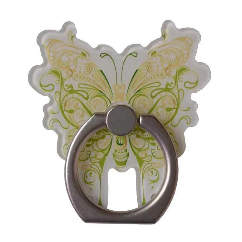 

New Design 1 Piece Acrylic Mobile Phone Holder Ring Vintage Style Butterfly Adhesive Finger Ring Holder Tablet Support Grip