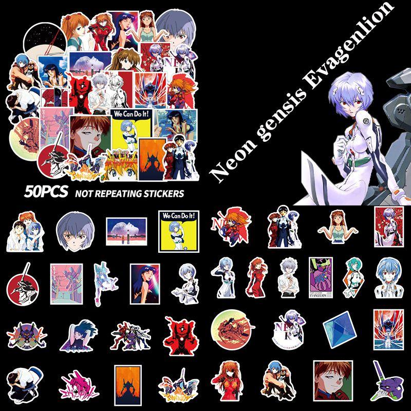 Genesis 50pcs Neon Evangelion Stickers Eva Diy Waterproof Laptop Decals Suitcase