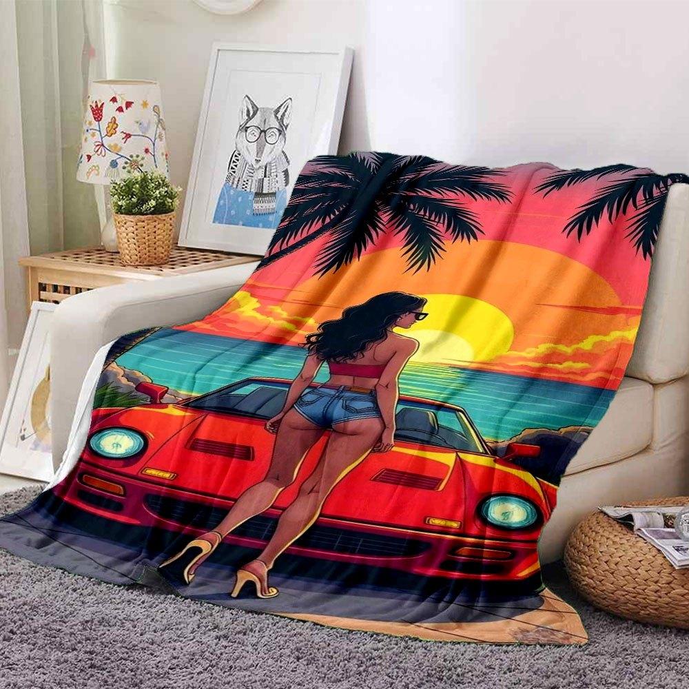 1 pezzo Coperta Morbida in Flanella Grand Theft Auto con Stampa di Designer Una coperta accogliente per tutte le stagioni, perfetta per il divano, il letto, l'ufficio