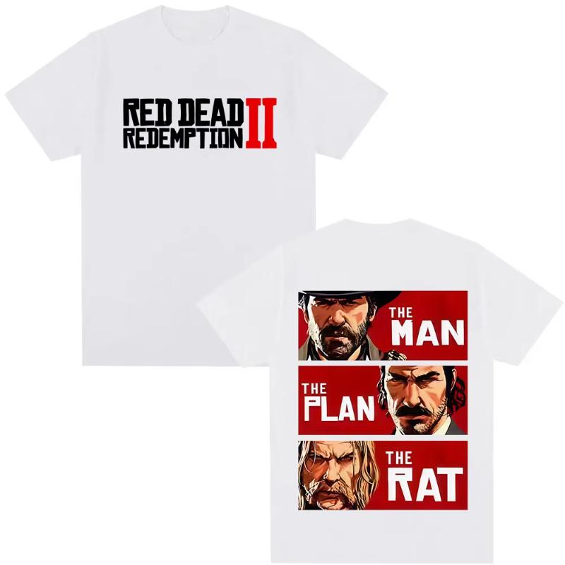 90. léta Vintage Red Dead Redemption 2 Merch Tričko Pánské Dámské Móda Vintage Tričko Ležérní Oversized Krátký Rukáv Trička Streetwear