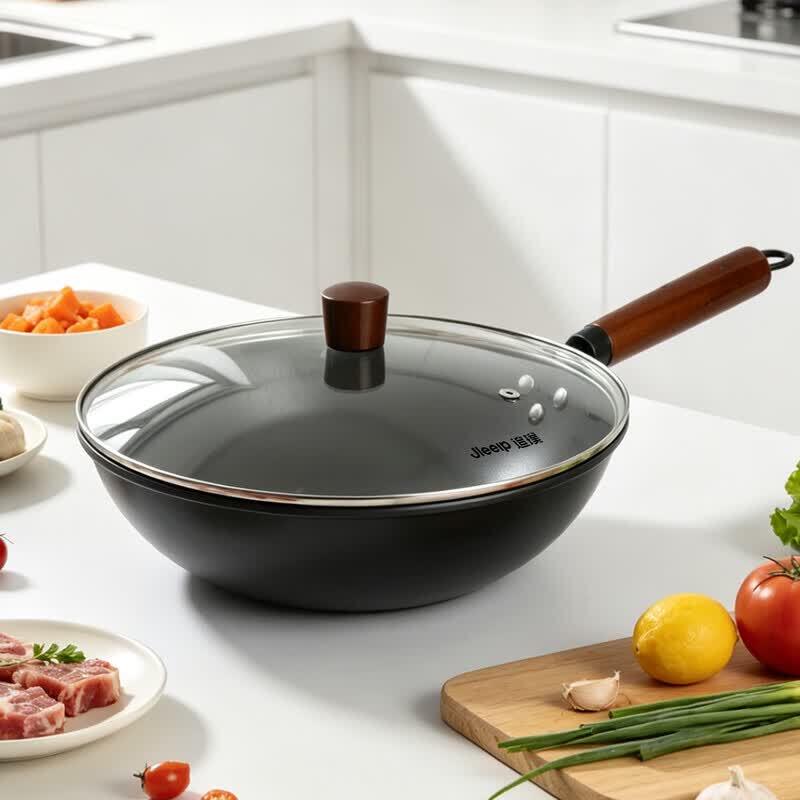 Fine Iron Flat-Bottom Wok