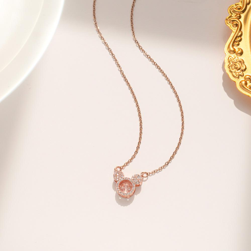 Elegant Colorfast 18K Rose Gold Necklace with Swan & Four-Leaf Clover Charm
