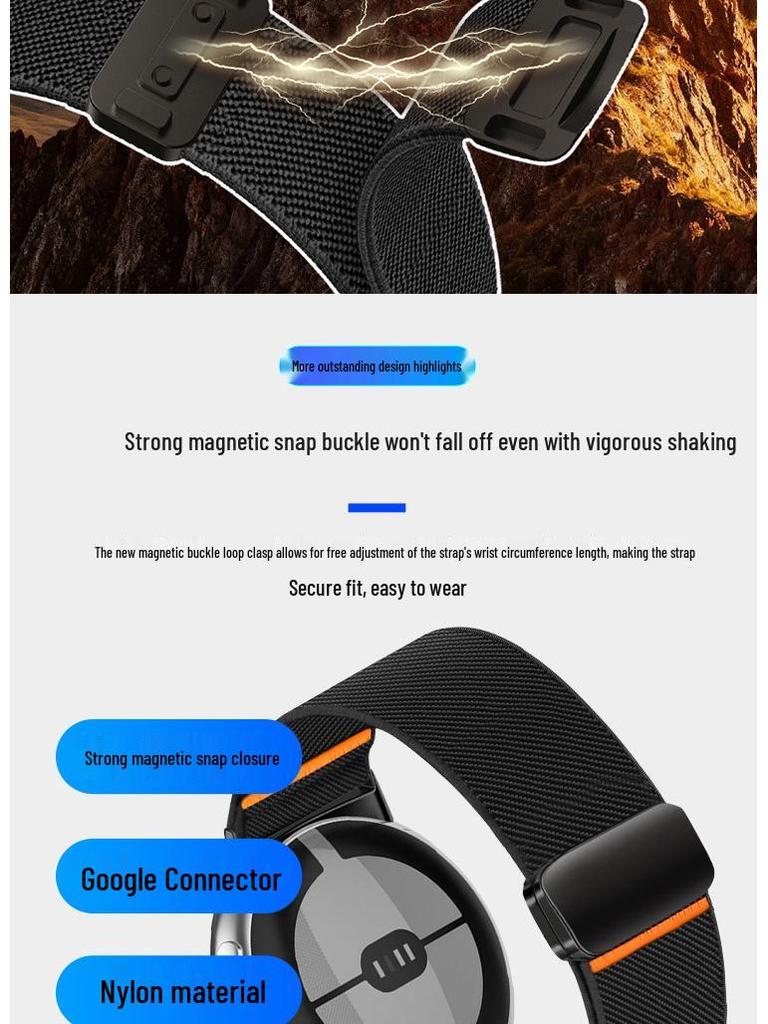 Google Elastic Nylon Buckle Strap for 41MM/45MM Watches