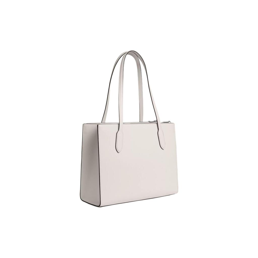 Coach Nina Tote 36 Logo Magnetic Snap Cowhide Tote Shopping Bag Women tote Silver Chalk-White CR096-SVHA