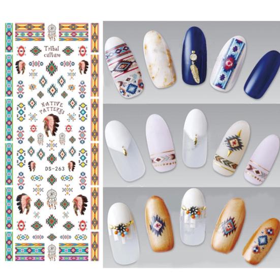 Flowers Feathers Butterflies Letters Pattern DIY Nail Art Sticker Manicure Tools