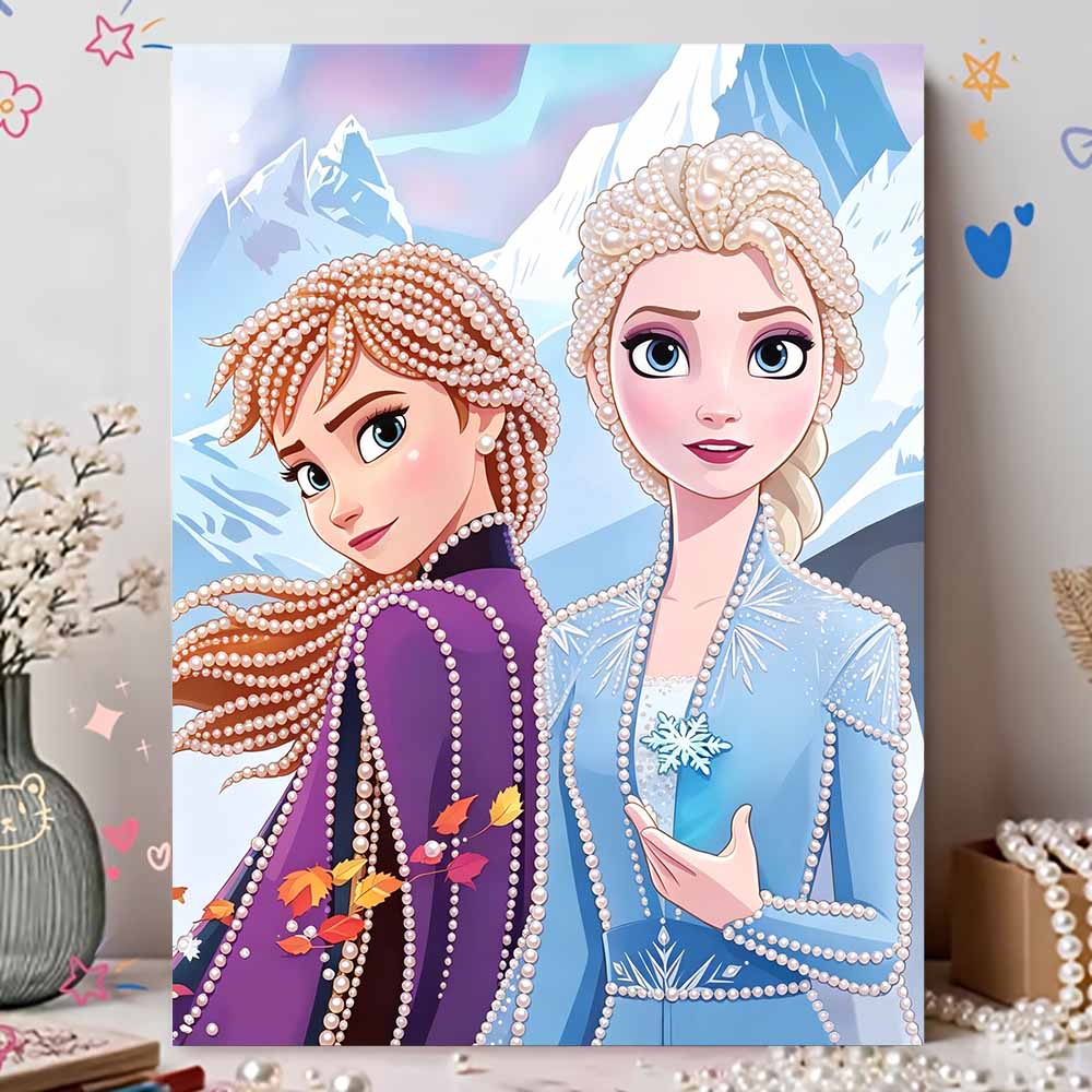 Disney Pearl Painting Frozen Princess Handmade DIY Pearl Gem Painting Pictures Crafts Special Shape Home Wall Decoration