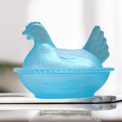 Bol de Bomboane în Formă de Pui Găină pe Cuib Bol de Bomboane din Sticlă cu Capac Tavă pentru Ouă Stil Fermă Farfurie pentru Desert Bol pentru Gustări pentru Petreceri Decor Masă Acasă