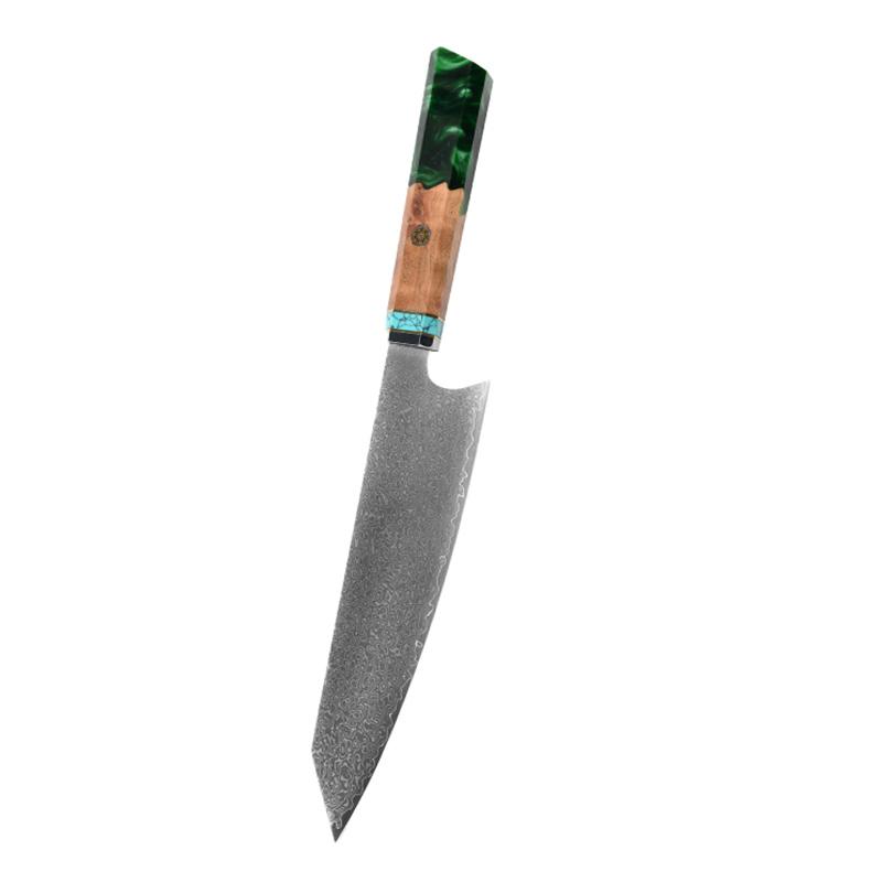 8 Inch Kiritsuke Knife 67-layers Damascus Steel Blade Chef Cleaver Meat Slicing Vegetables Kitchen Knives Resin & Wood Handle