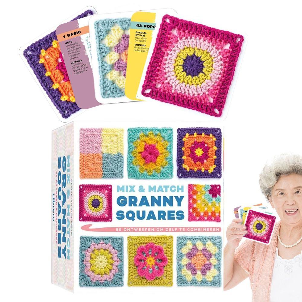 Embroidery Thread Granny Square Card Deck Braided Rope Knitting Kit  for Adults
