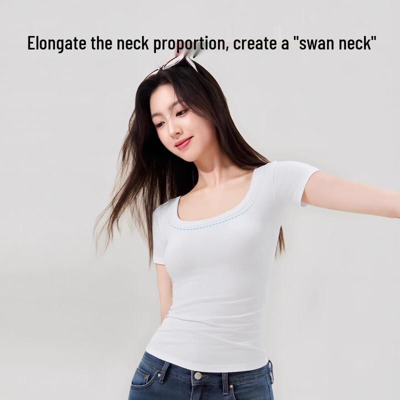 Women's U-Neck Slim Fit Short Sleeve T-Shirt