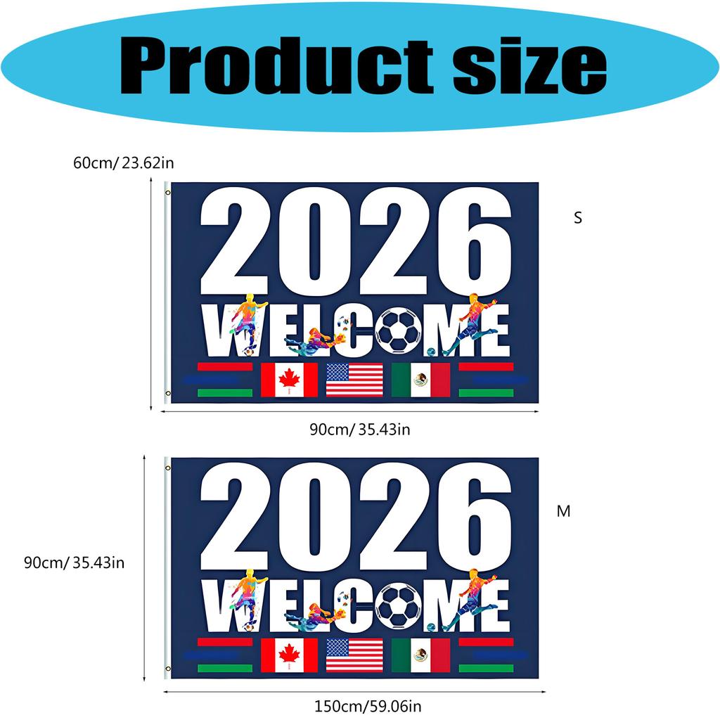 America Canada Mexico Friendship Flag Mexico American Flag Banners for 2026 Football Cup Decorations Hanging Decors Flag
