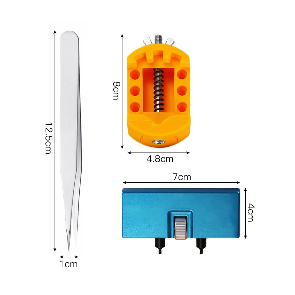 Samcos Watch Repair Battery Back Cover Watch Support Back Cover Removal Kit of Tool, Replacement, Opener, Tweezers, Repair, Two-Point Opener, Repair,