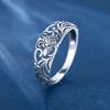 Vintage CopperColor Hollowed Out Carved Floral Pattern Ring, Women's Creative Holiday Accessory Jewelry