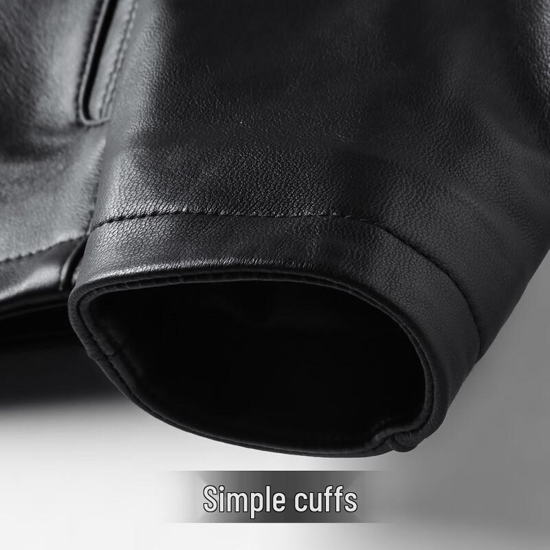 Futing Men's Top-Grain Sheepskin Stand-Collar Leather Jacket