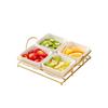 White Ceramic Four-Compartment Snack & Fruit Platter with Stand
