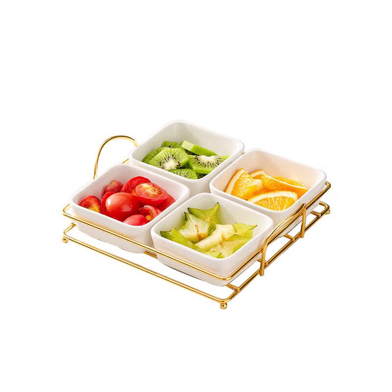 Ceramic 4-Compartment Snack & Fruit Tray