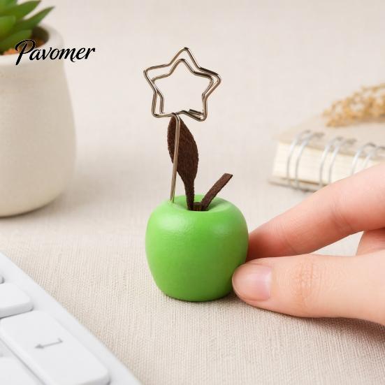 Strong Support Note Clip Cute Mushroom/Fruit Card Holder, Wooden Memo Holder Stand, Single Photo Star And Heart Wire Picture Display Clip, Desktop