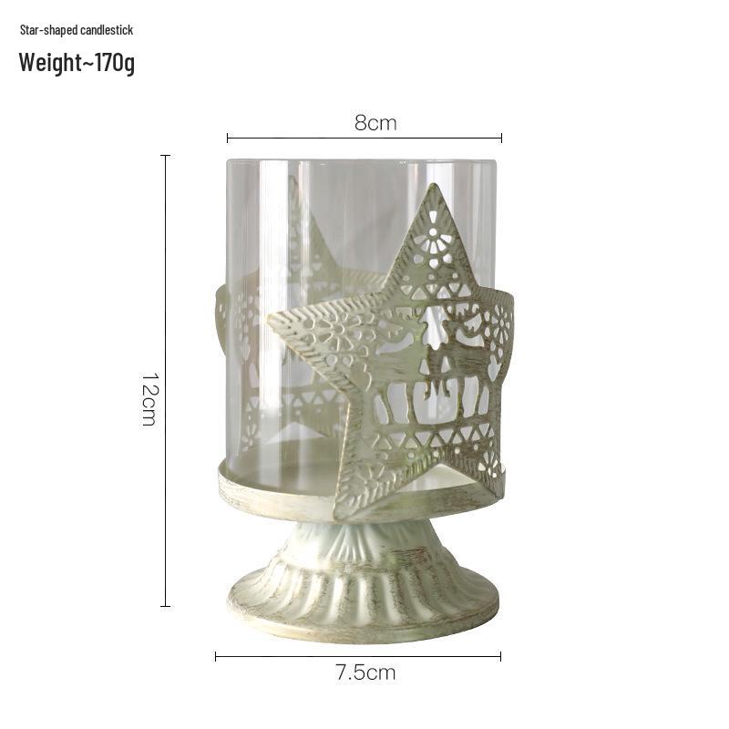Retro Country Reindeer Christmas Tree Glass Candlestick Ornament