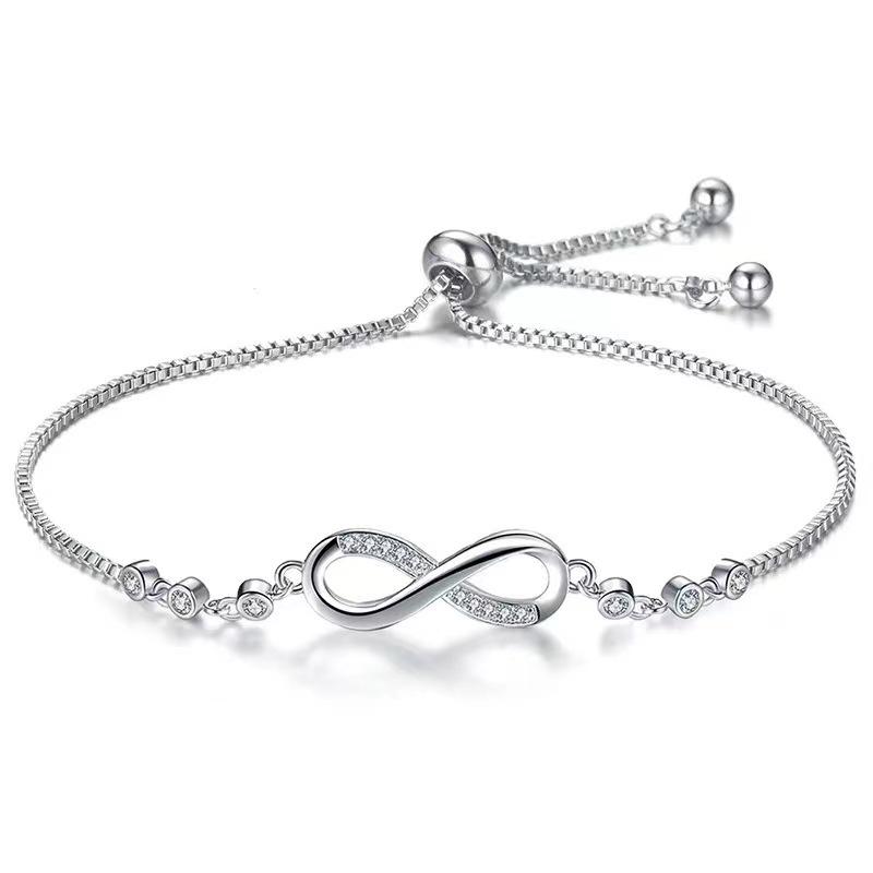 Fashion Bow Diamond Adjustable Bracelet 8 Characters Women's Simple Jewelry Chain Jewelry