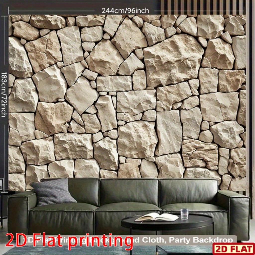 2D Plane 1 Piece of Stone Wall Backdrop Fabric with Stone Texture Suitable for Living Room and Party Hanging Decoration.