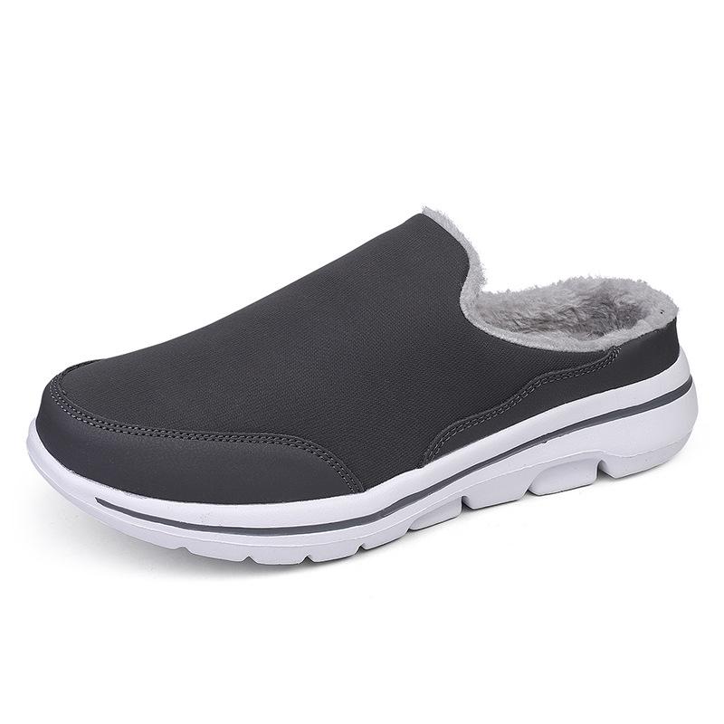2025 Autumn/Winter Plus Size Furry Couple's Velvet Cotton Half Slippers - Warm, Casual Footwear for Men and Women