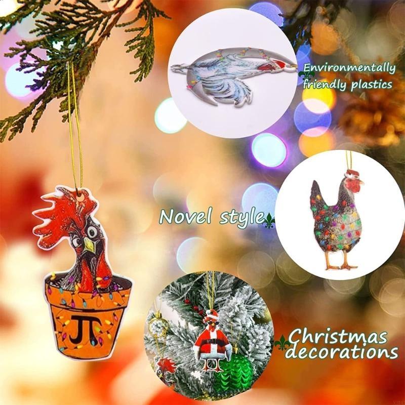 Christmas Chicken Hanging Pendant for Christmas Tree Car Keyring Decoration 2026 X3UC