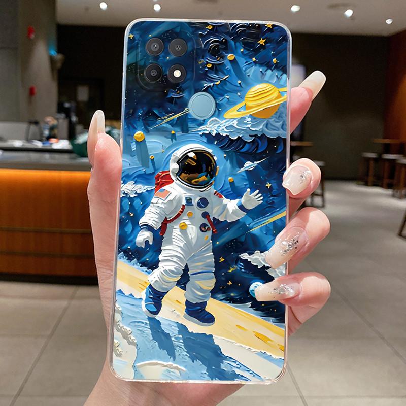 Casing For Oppo A15 A15s Case CPH2185 CPH2179 Aesthetic Fashion Cute Cat Cartoon Phone Case Clear Silicone TPU Soft Back Cover