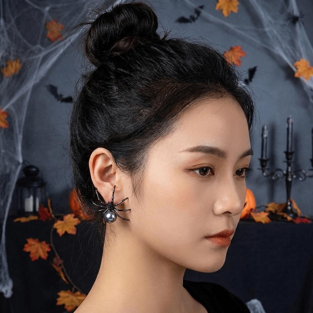 Dark Style Spider Stud Earrings Zinc Zinc Alloy Pearl Earrings Vintage Halloween Earrings Women