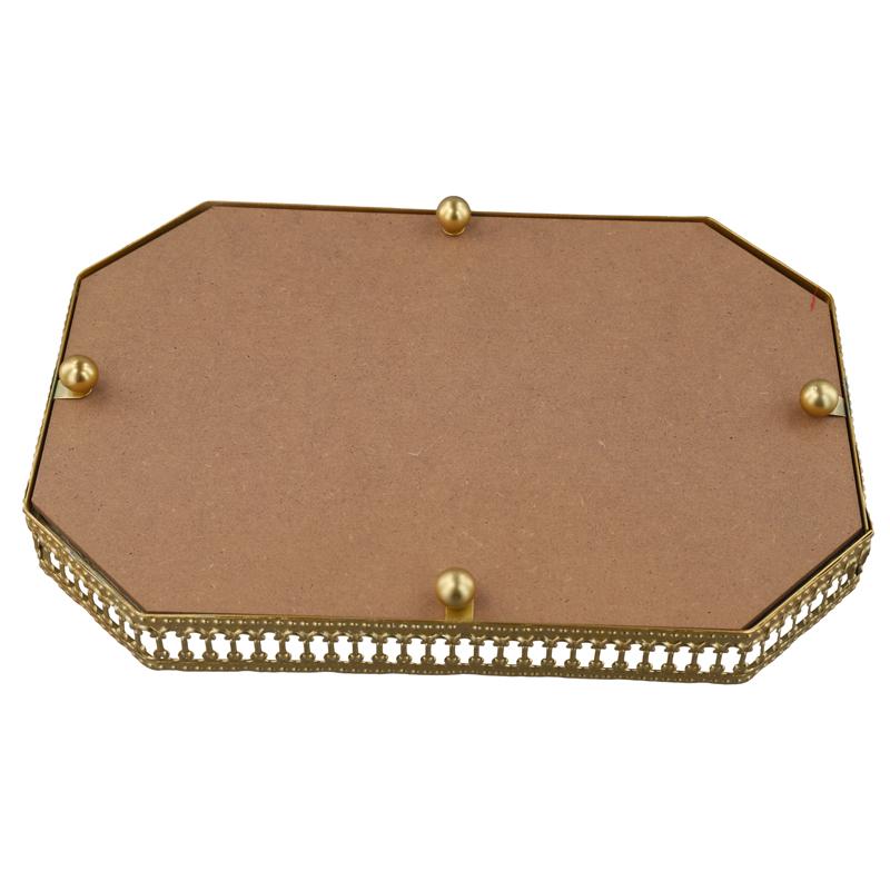 1PC Tray Organizer Bedroom Mirror Base Versatile for Accessories Metal Jewelry Octagonal Elegant 2 Sizes