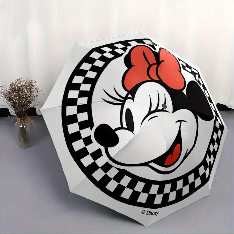 1pc Minnie Mouse Automatic Folding Umbrella: Compact 8-rib Design Cartoon Travel Companion for Outdoor, Casual Accessory