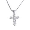 Yhpup Exquisite Shiny Cubic Zirconia Cross Classic Necklace Pendant for Women Stainless Steel Chain Temperament Jewelry Gift