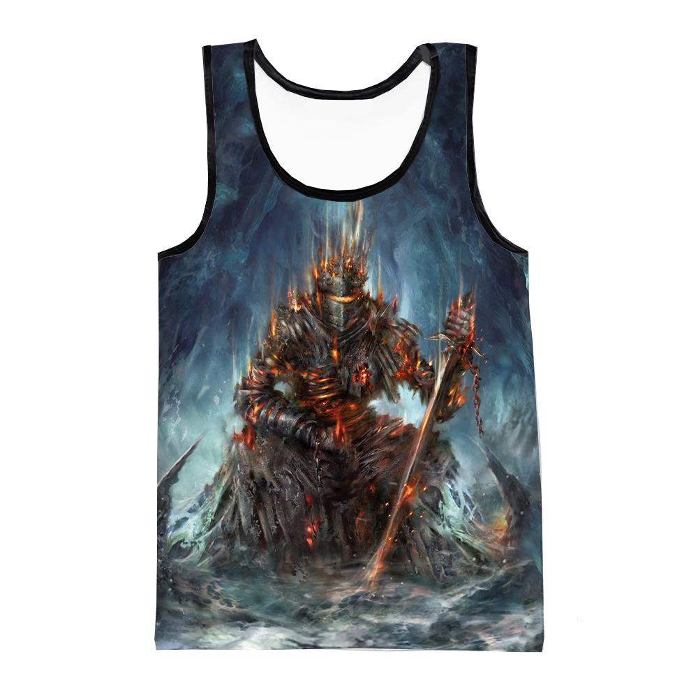 Summer Dark Souls Game 3D Print Tank Tops Men's Fashion Oversized Sleeveless Tank Top Bodybuilding Fitness Gym Vest Man Clothing