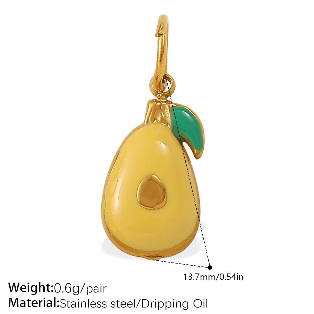 Cartoon Oil Dripping Fruit Diy Pineapple Pendant Stainless Steel Gold-Plated Dopamine Accessories