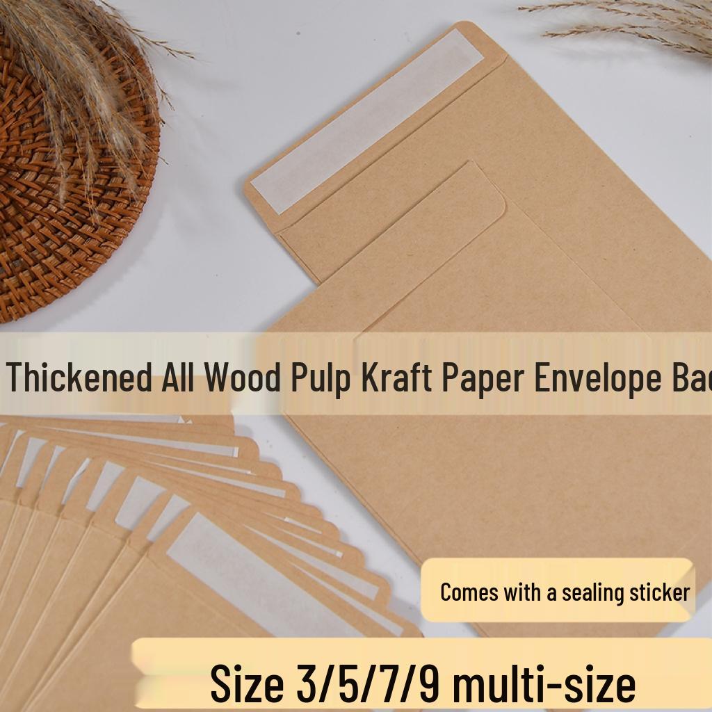 Thickened Chinese-Style Kraft Paper Envelope with Self-Adhesive Seal for Cash, Invoices, and Documents