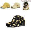 Summer Adjustable Cotton Baseball Cap With Gold Leaf Print Round Top And Curved Brim In Various Colors