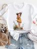 Summer Casual Harajuku Tshirt for Women Cartoon Cute Girl Print Round Neck Short Sleeve Sweet Graphic Travel Polyester Fiber