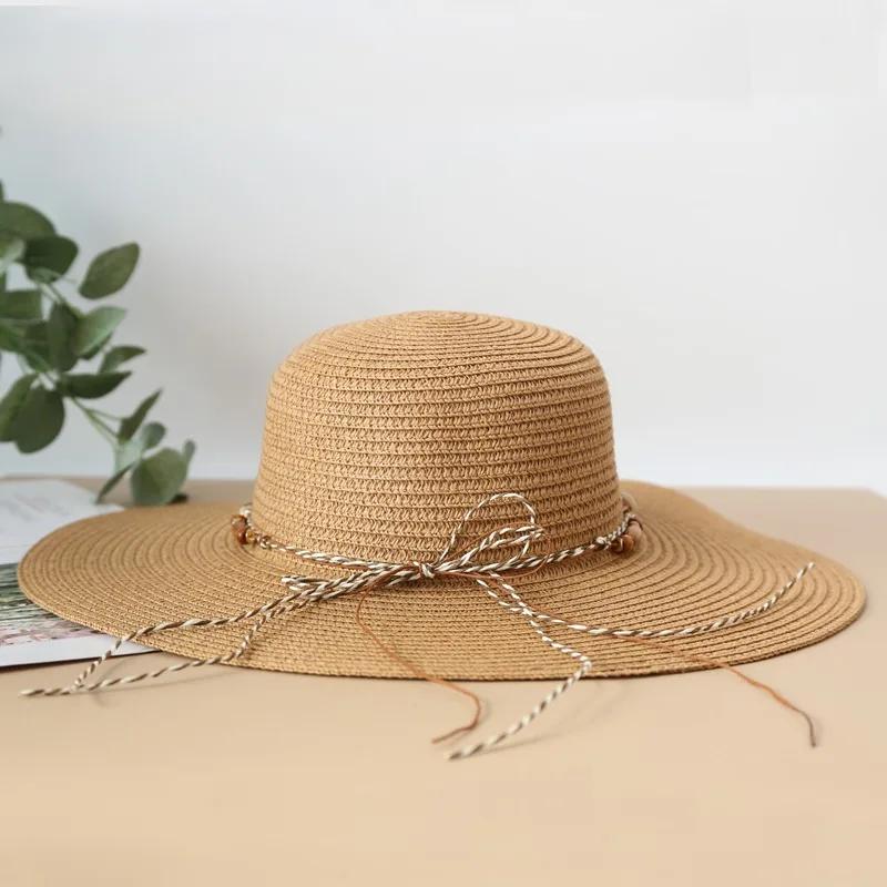 Summer Shell Strap Straw Hat Beach Korean Seaside Large Brim Outdoor Sun Protection Sun Hat Bohemia Vacation Foldable Straw Hat