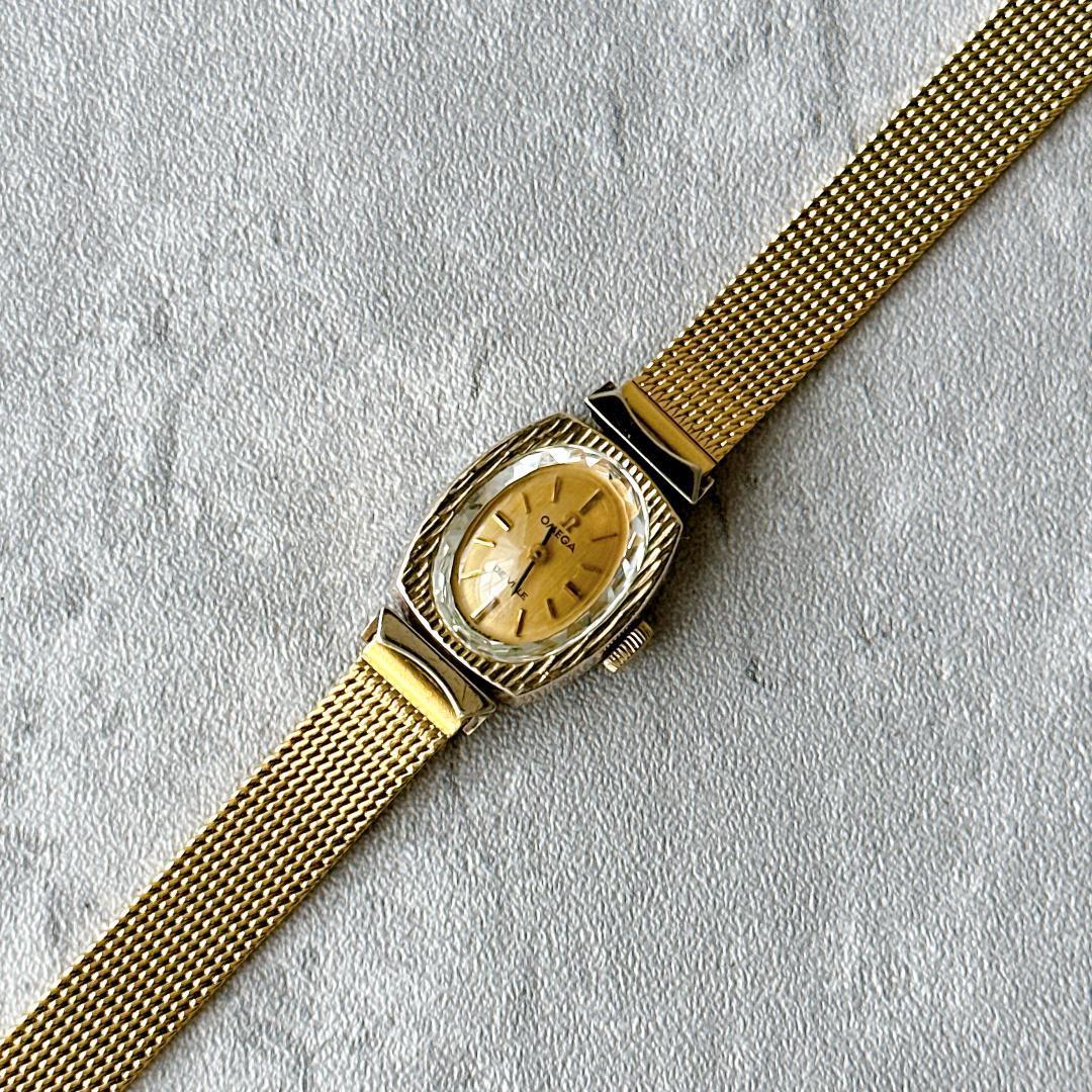 Used OMEGA Omega ladies manual winding watch gold color mesh belt
