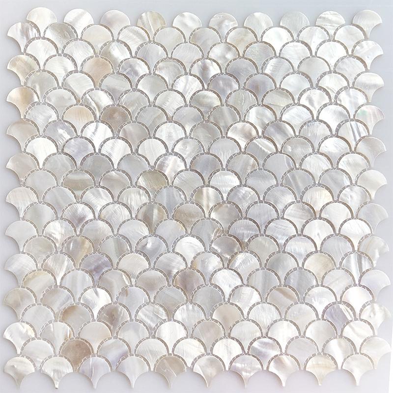 1pc Fish Scale Fan-Shaped Shell Mosaic Wall Sticker Kitchen Bathroom Living Room Porch TV Background Wall Tile Self-Adhesive