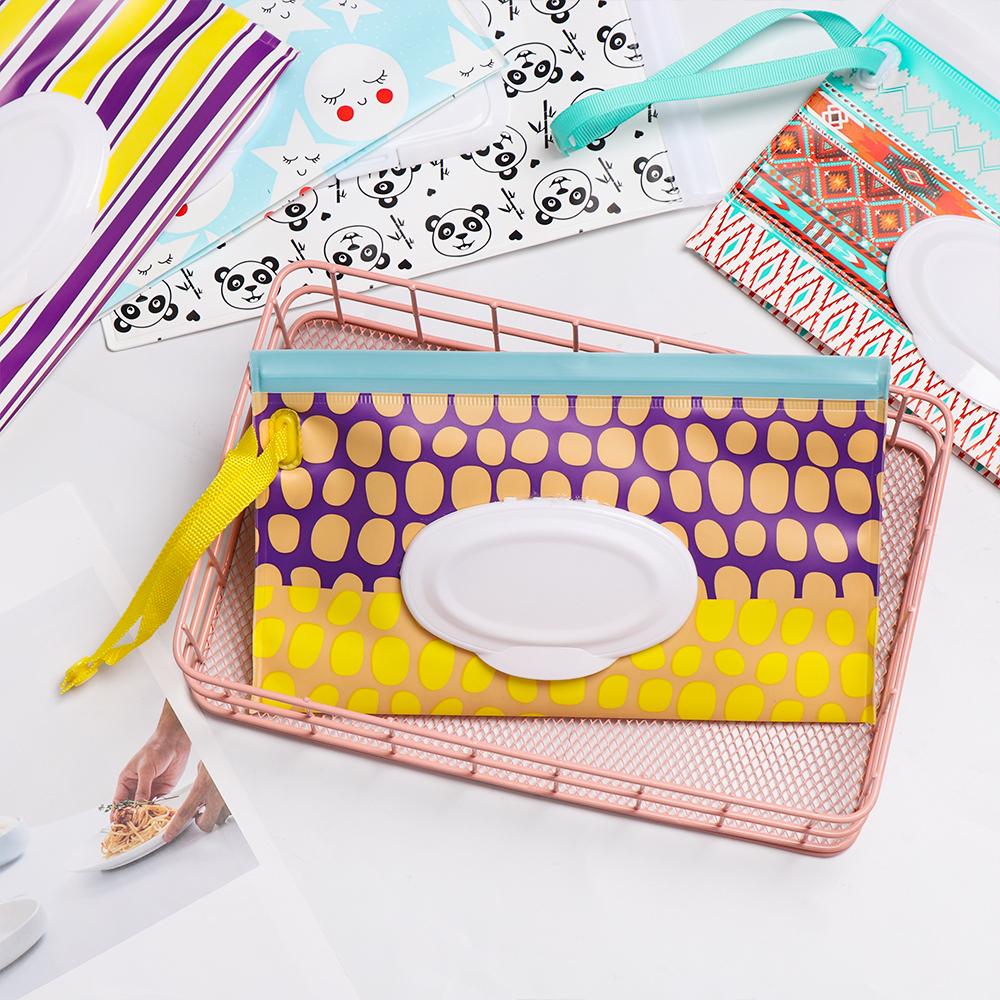 Portable Flip Cover Carrying Case Stroller Accessories Wet Wipes Bag Tissue Box Cosmetic Pouch