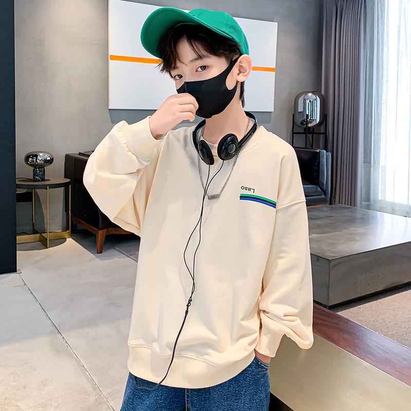 

2023 Мальчики Свитшот В Корейском Стиле Круглый Вырез - Весенний и Осенний Принт Пуловер Для Детей 160 cm белый