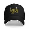 Lamb of God Logo Embroidered Black Baseball Cap with White Trim Classic Adjustable Fit for Music Fans and Metal Enthusiasts