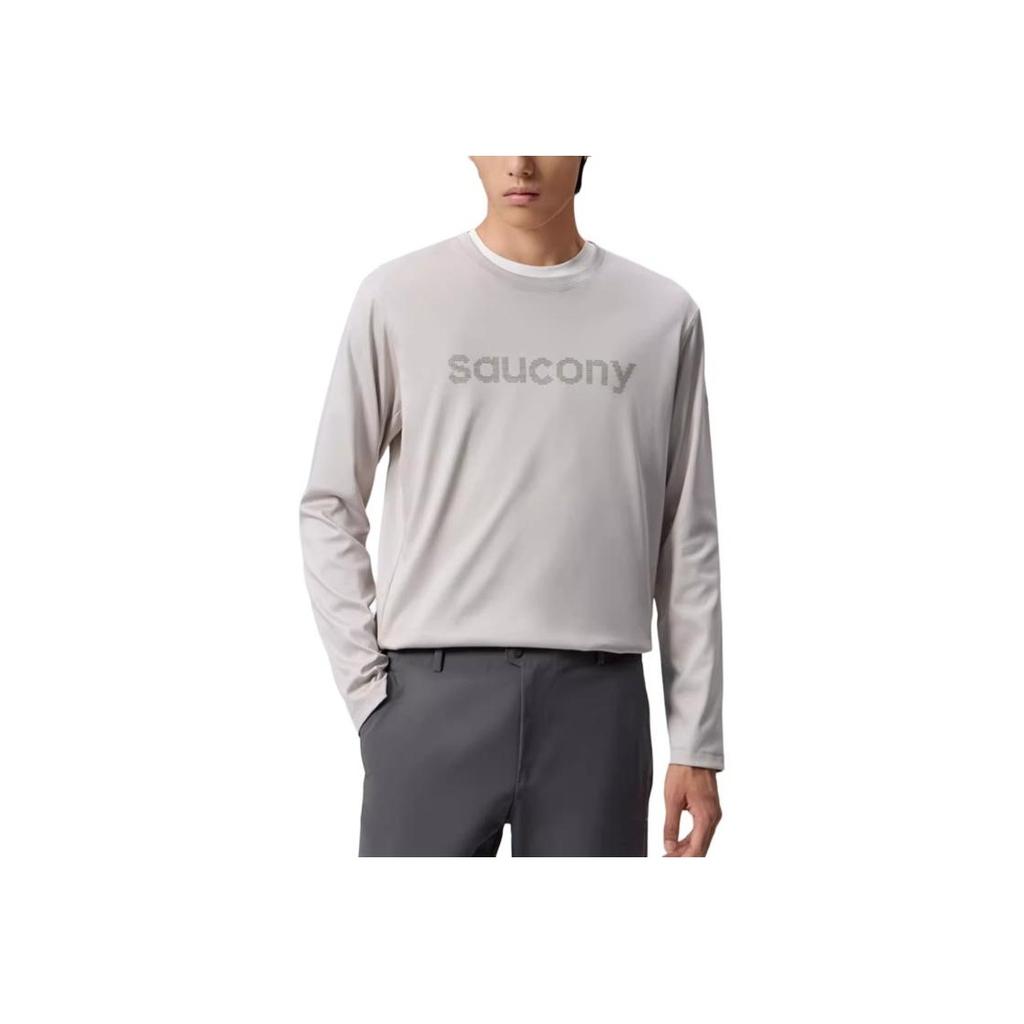 SAUCONY Urban Lifestyle Collection All-Weather Fashion Versatile Crew Neck Long Sleeve T-Shirt Men Tops Smoke-Gray SA2259LT01C-GR084