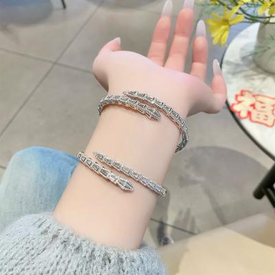 Snake Open Bracelet Fashion Light Luxury Super Flash Bracelet Personality Niche Versatile Jewelry