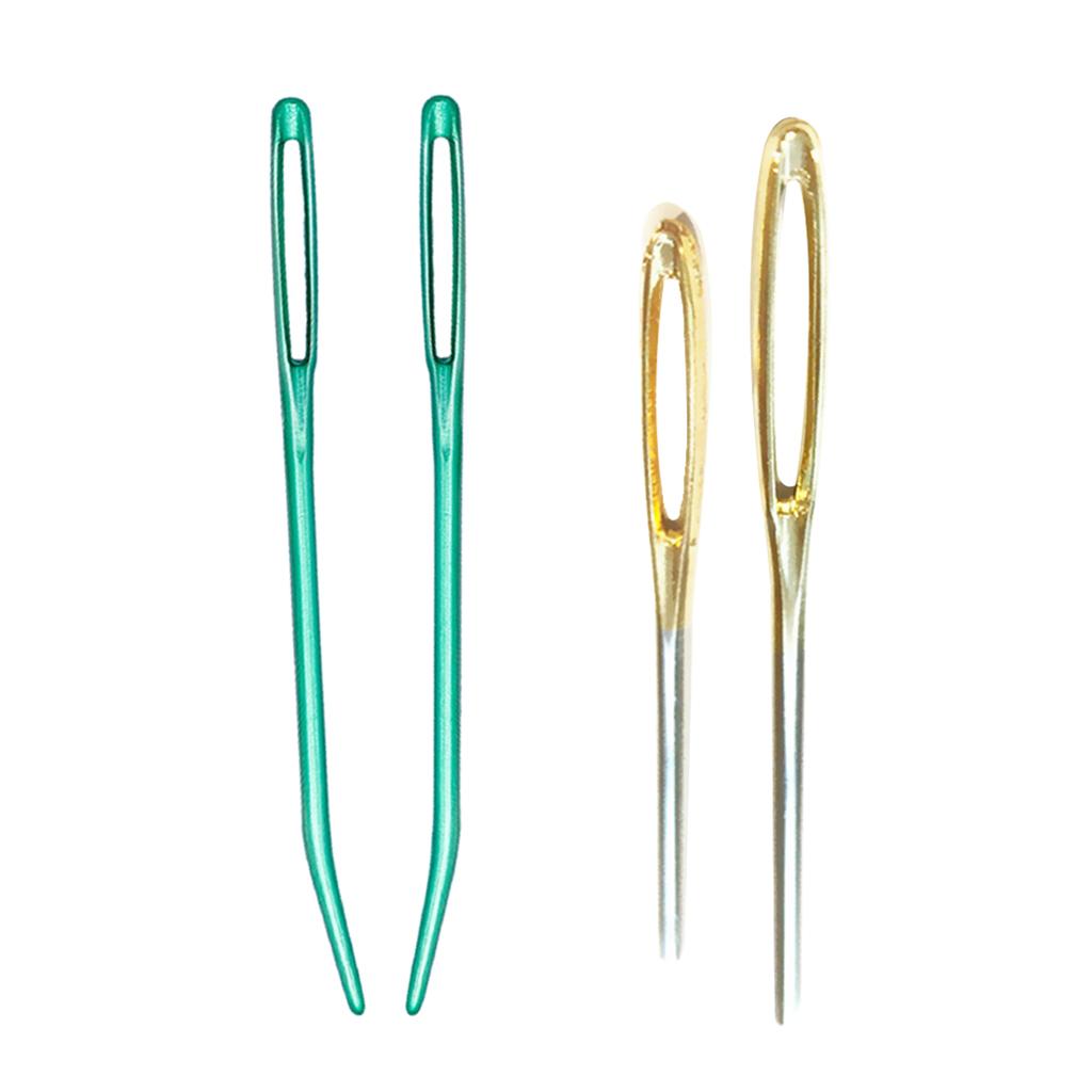 2 Pieces Aluminum Darning , Sewing with Large Eye And Curved Tip, Knitting 2x Big