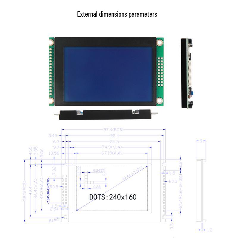 3.1-Inch LCD Dot Matrix Industrial Display with RA8806 Character Set and Parallel Port