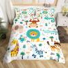 Kids Cartoon Animal Twin Queen King Duvet Cover,Forest Animals Bedding Set, Farmhouse Woodland Comforter Cover For Girls Teens