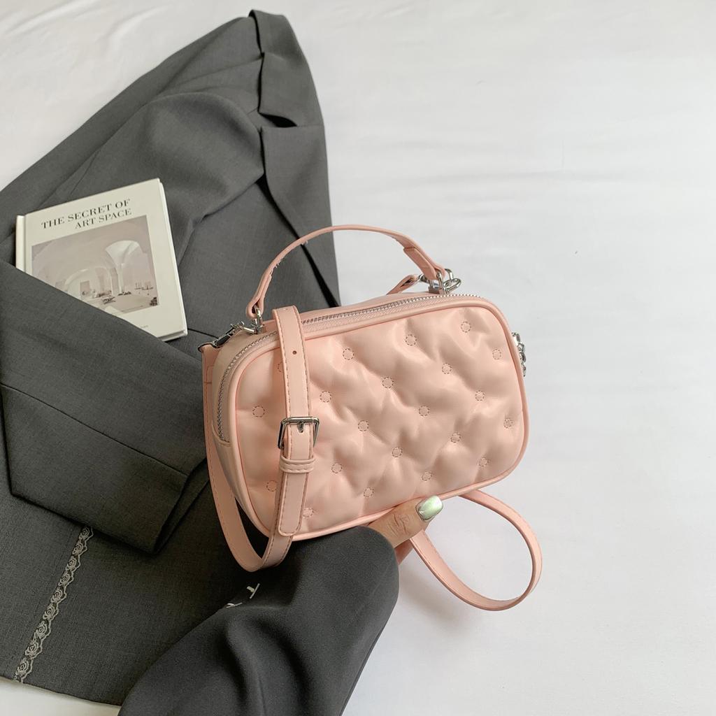 Silver Handbag Fashion Puff Bag For Women Quality Pu Leather Crossbody Mini Bag Brand bolsa feminina Small Square Bag Black