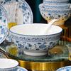 Jieyachie 4.6-inch Blue & White Underglaze Ceramic Rice Bowl Set